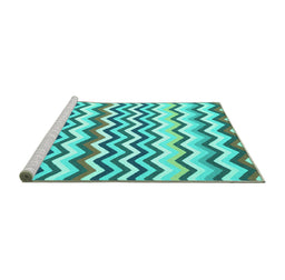 Sideview of Machine Washable Abstract Turquoise Contemporary Area Rugs, wshcon2429turq