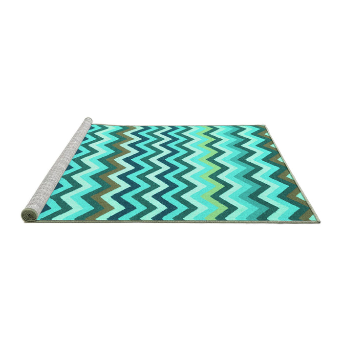 Sideview of Machine Washable Abstract Turquoise Contemporary Area Rugs, wshcon2429turq