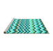 Sideview of Machine Washable Abstract Turquoise Contemporary Area Rugs, wshcon2429turq