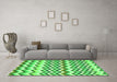 Machine Washable Abstract Green Contemporary Area Rugs in a Living Room,, wshcon2429grn