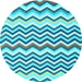 Round Abstract Light Blue Contemporary Rug, con2429lblu