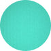 Round Machine Washable Abstract Turquoise Contemporary Area Rugs, wshcon242turq