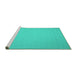 Sideview of Machine Washable Abstract Turquoise Contemporary Area Rugs, wshcon242turq