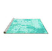 Sideview of Machine Washable Abstract Turquoise Contemporary Area Rugs, wshcon2430turq