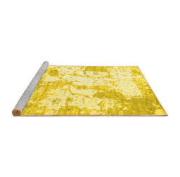 Sideview of Machine Washable Abstract Yellow Contemporary Rug, wshcon2430yw