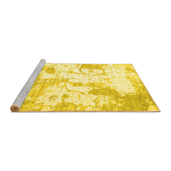 Sideview of Machine Washable Abstract Yellow Contemporary Rug, wshcon2430yw