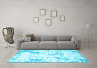 Machine Washable Abstract Light Blue Contemporary Rug, wshcon2430lblu