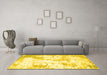 Machine Washable Abstract Yellow Contemporary Rug in a Living Room, wshcon2430yw