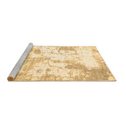 Sideview of Machine Washable Abstract Brown Contemporary Rug, wshcon2430brn