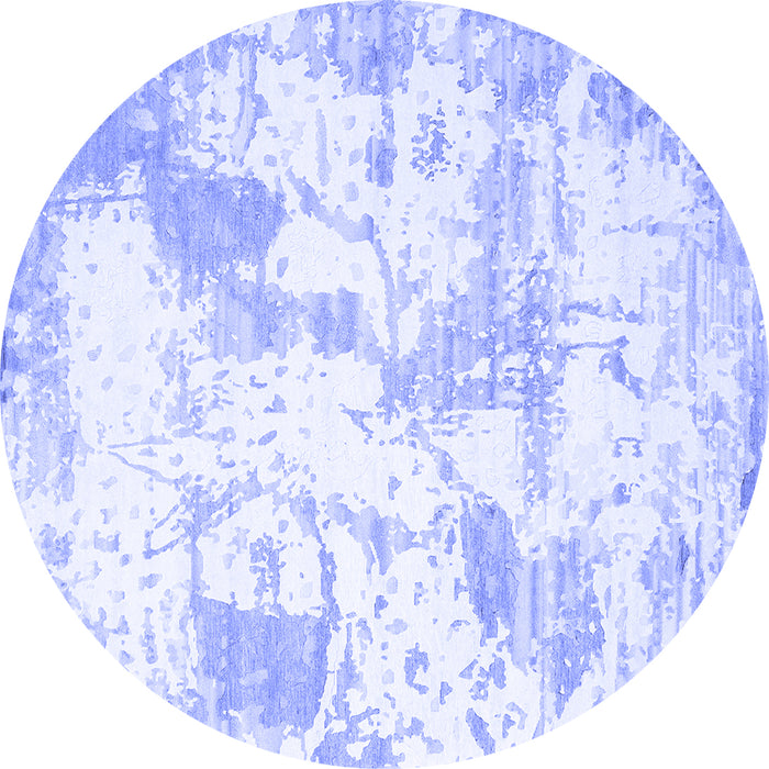 Round Abstract Blue Contemporary Rug, con2430blu