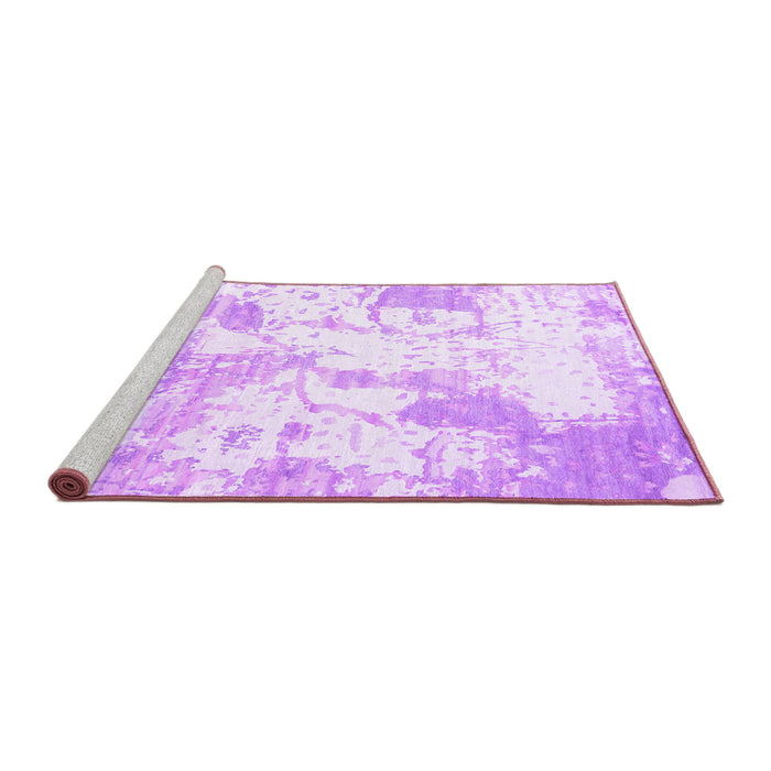 Sideview of Machine Washable Abstract Purple Contemporary Area Rugs, wshcon2430pur