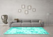 Machine Washable Abstract Turquoise Contemporary Area Rugs in a Living Room,, wshcon2430turq