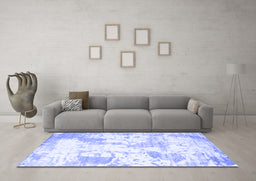 Machine Washable Abstract Blue Contemporary Rug in a Living Room, wshcon2430blu