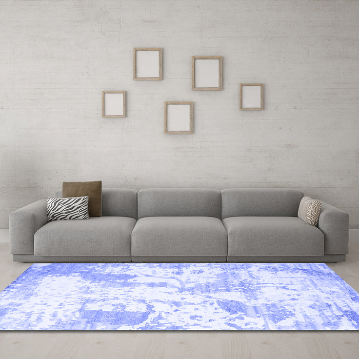 Machine Washable Abstract Blue Contemporary Rug in a Living Room, wshcon2430blu