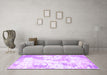 Machine Washable Abstract Purple Contemporary Area Rugs in a Living Room, wshcon2430pur