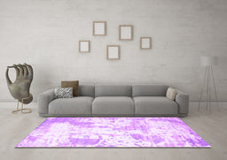 Machine Washable Abstract Purple Contemporary Area Rugs in a Living Room, wshcon2430pur