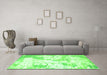 Machine Washable Abstract Green Contemporary Area Rugs in a Living Room,, wshcon2430grn