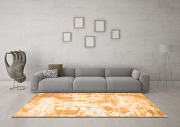 Machine Washable Abstract Orange Contemporary Area Rugs in a Living Room, wshcon2430org