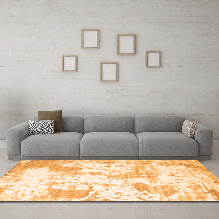 Machine Washable Abstract Orange Contemporary Area Rugs in a Living Room, wshcon2430org