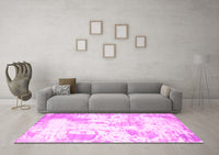 Machine Washable Abstract Pink Contemporary Rug, wshcon2430pnk