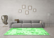 Machine Washable Abstract Emerald Green Contemporary Area Rugs in a Living Room,, wshcon2430emgrn