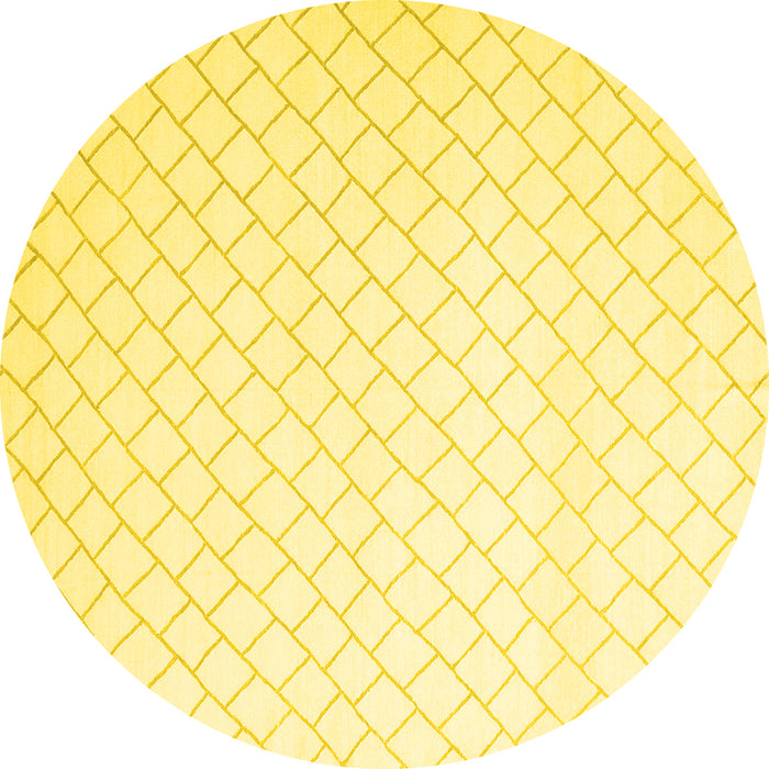 Round Machine Washable Solid Yellow Modern Rug, wshcon2431yw