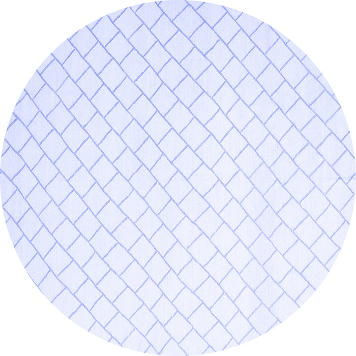 Round Machine Washable Solid Blue Modern Rug, wshcon2431blu