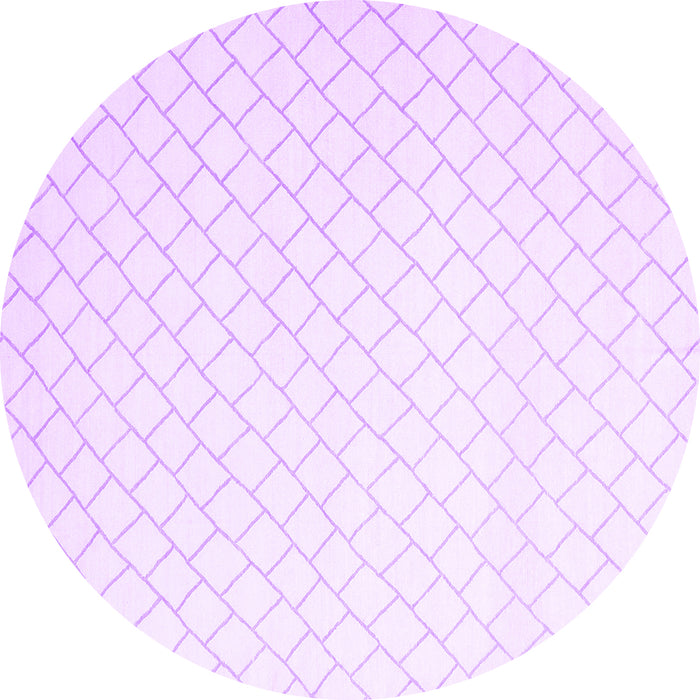 Round Machine Washable Solid Purple Modern Area Rugs, wshcon2431pur