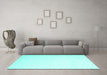 Machine Washable Solid Turquoise Modern Area Rugs in a Living Room,, wshcon2431turq