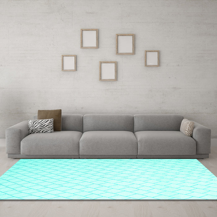 Machine Washable Solid Turquoise Modern Area Rugs in a Living Room,, wshcon2431turq