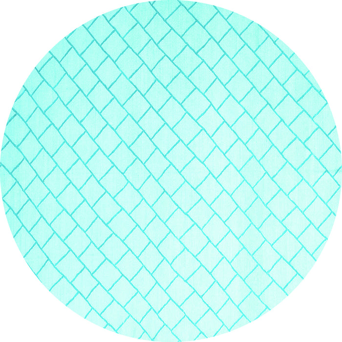 Round Machine Washable Solid Turquoise Modern Area Rugs, wshcon2431turq