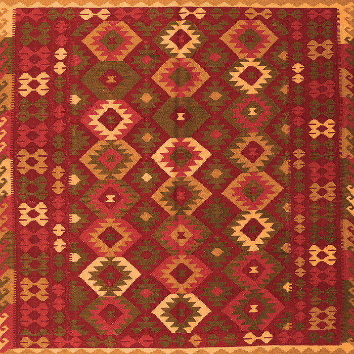 Round Machine Washable Oriental Orange Traditional Area Rugs, wshcon2432org