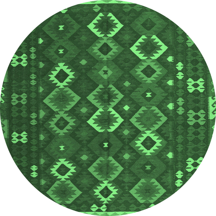 Round Oriental Emerald Green Traditional Rug, con2432emgrn