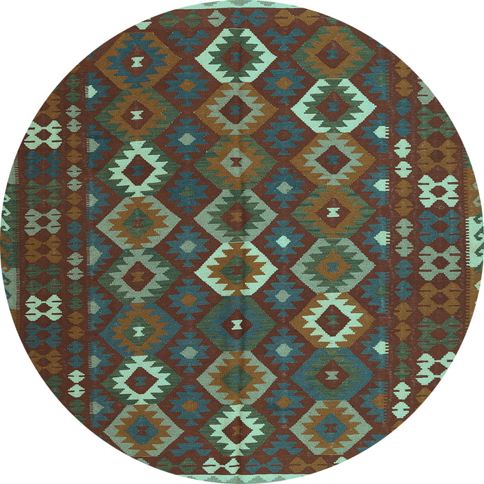 Round Oriental Light Blue Traditional Rug, con2432lblu