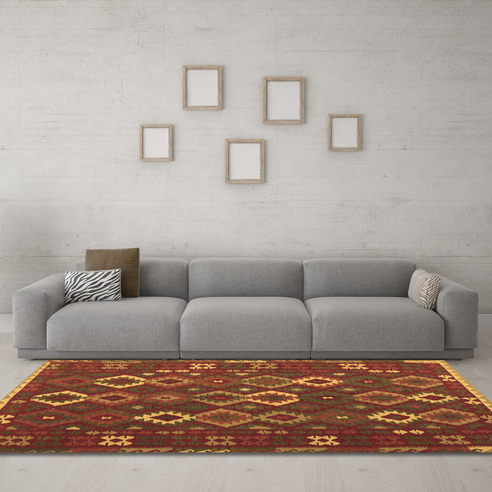 Machine Washable Oriental Brown Traditional Rug in a Living Room,, wshcon2432brn
