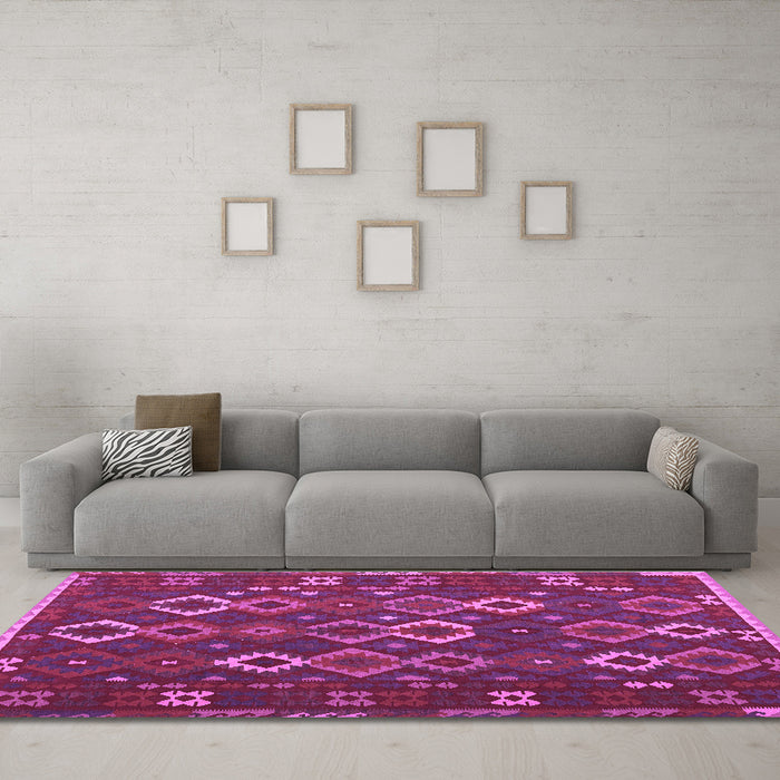 Machine Washable Oriental Purple Traditional Area Rugs in a Living Room, wshcon2432pur