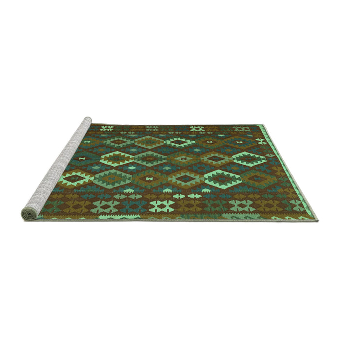 Sideview of Machine Washable Oriental Turquoise Traditional Area Rugs, wshcon2432turq