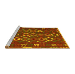 Sideview of Machine Washable Oriental Yellow Traditional Rug, wshcon2432yw