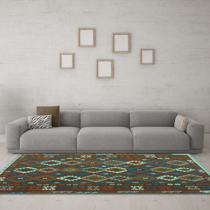 Machine Washable Oriental Light Blue Traditional Rug in a Living Room, wshcon2432lblu