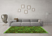 Machine Washable Oriental Green Traditional Area Rugs in a Living Room,, wshcon2432grn