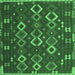 Square Machine Washable Oriental Emerald Green Traditional Area Rugs, wshcon2432emgrn