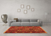 Machine Washable Oriental Orange Traditional Rug, wshcon2432org