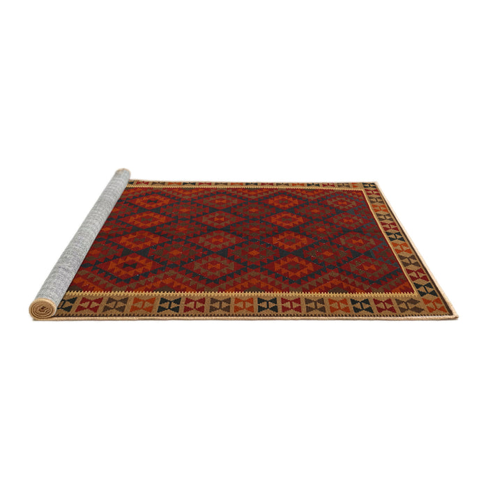 Serging Thickness of Machine Washable Contemporary Saddle Brown Rug, wshcon2433