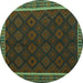 Round Machine Washable Oriental Turquoise Traditional Area Rugs, wshcon2433turq