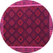 Round Machine Washable Oriental Pink Traditional Rug, wshcon2433pnk