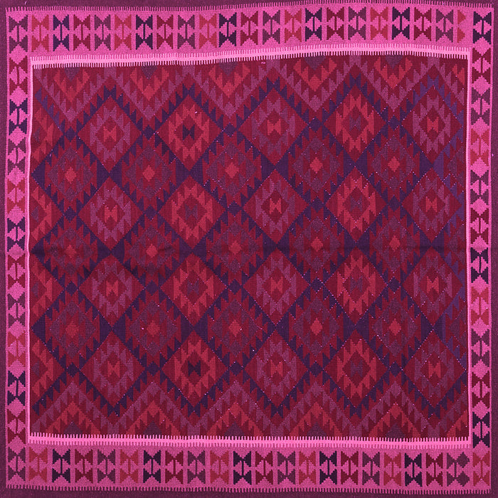 Square Machine Washable Oriental Pink Traditional Rug, wshcon2433pnk