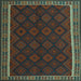 Square Machine Washable Oriental Light Blue Traditional Rug, wshcon2433lblu