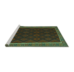 Sideview of Machine Washable Oriental Turquoise Traditional Area Rugs, wshcon2433turq