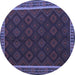 Round Machine Washable Oriental Blue Traditional Rug, wshcon2433blu