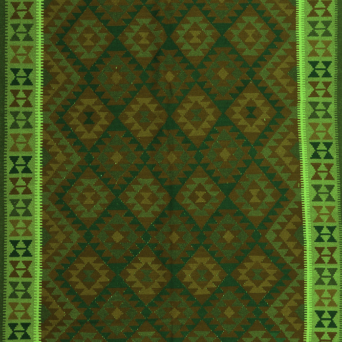 Serging Thickness of Machine Washable Oriental Green Traditional Area Rugs, wshcon2433grn